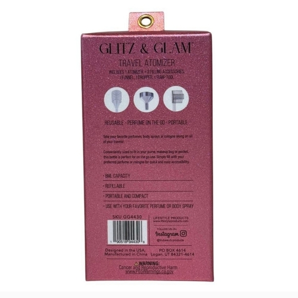 🔹️Glitz & Glam 🔹️Pink & Silver Rhinestone Travel Atomizer 8ml - Picture 4 of 4